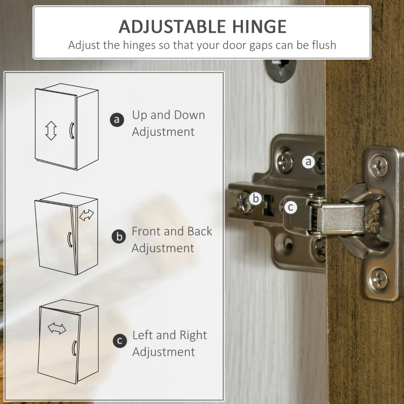 HOMCOM Kitchen Sideboard, Glass Door Storage Cabinet, Accent Cupboard with Adjustable Shelf for Dining Room, Living Room, Distressed White
