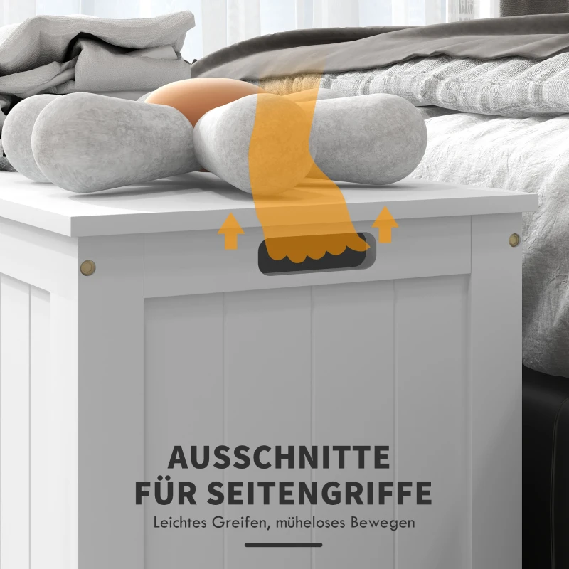HOMCOM Aufbewahrungsbox Aufbewahrunskiste Spielzeugtruhe, MDF, 2 Griffe, 81 x 40 x 46 cm, Weiß(m-6)