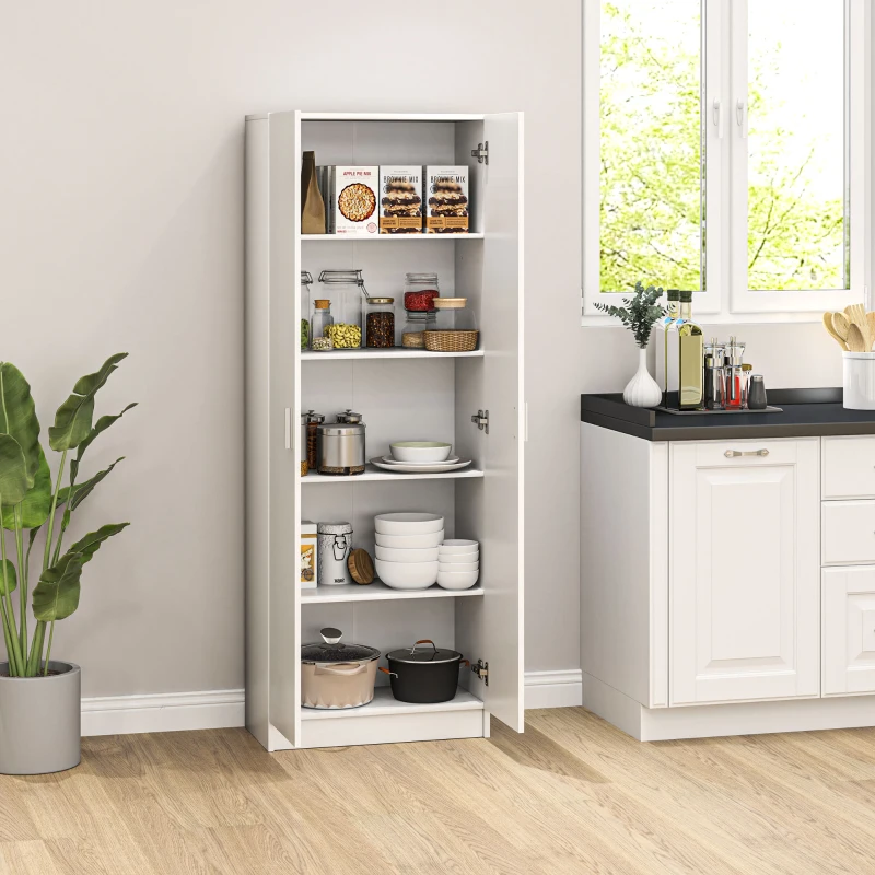 HOMCOM Mobile Multiuso Moderno con 5 Ripiani e Livelli Regolabili, in Legno, 60x31.5x165 cm, Bianco