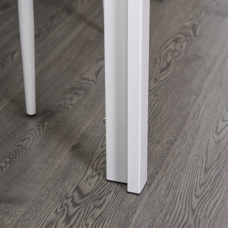 HOMCOM Conjunto de Comedor de Mesa y 4 Sillas 5 Piezas Mesa Rectangular de Vidrio Templado y Sillas Tapizadas en PU Blanco