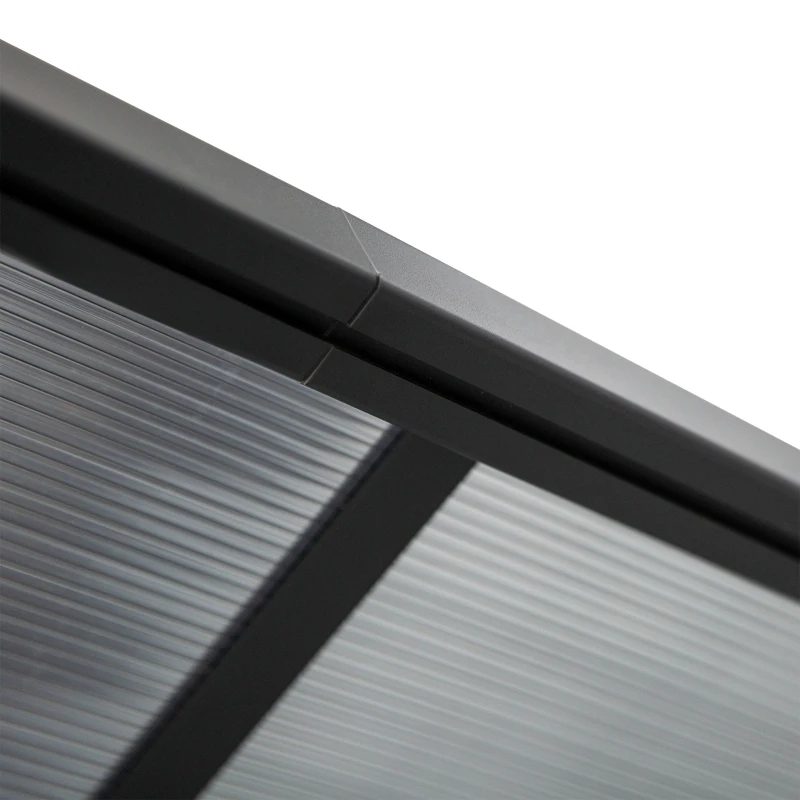 Outsunny Pergola adossée aluminium 4,5 x 3 m pergola jardin extérieur avec toit en polycarbonate résistant UV, gouttière intégrée, tonnelle de jardin pour terrasse patio véranda, gris