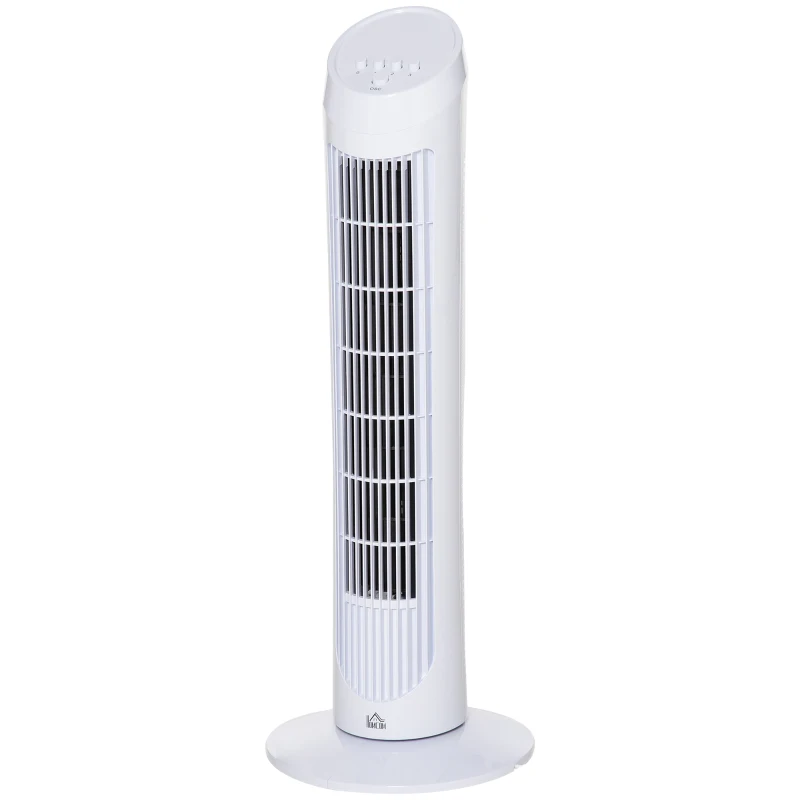 HOMCOM Tower Fan for Bedroom Cooling, 30 Inch Electric 70° Oscillating Fan with 3 Speed Settings, Standing Floor Fan for Home Office Indoor, White