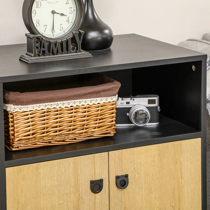 HOMCOM Mobiletto da Salotto a Doppia Anta con 5 Ripiani aperti in Truciolato, 120x40x74cm