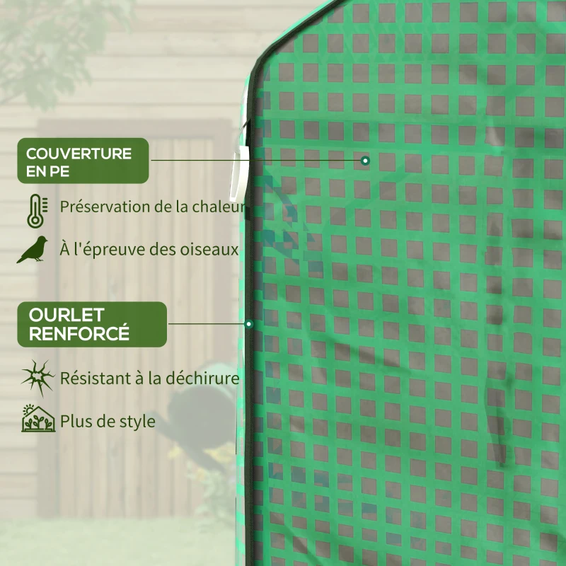 Outsunny Bâche de remplacement pour serre de jardin 140 x 73 x 190 cm avec fenêtre, porte anti-UV pour le jardin - Vert