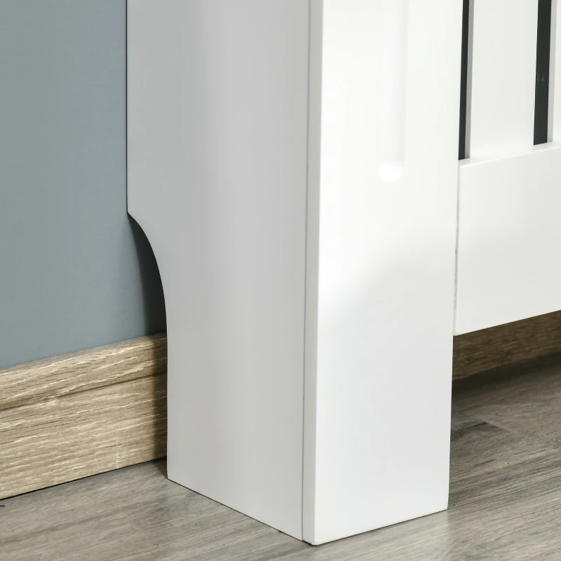 HOMCOM Mobile Copricalorifero in MDF e Legno Truciolare, Design a Doghe con Mensola Superiore, 78x19x83cm, Bianco