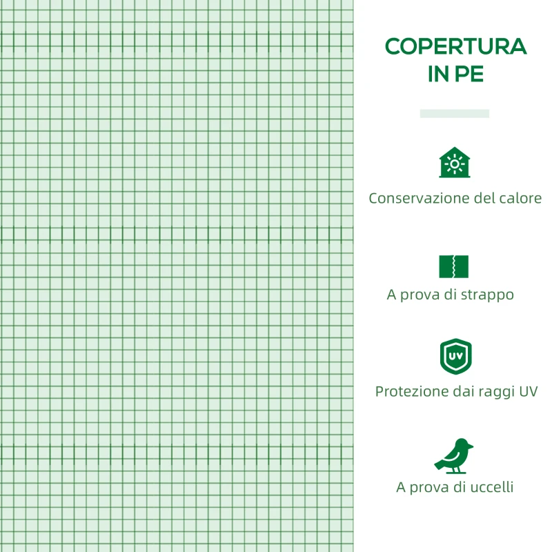 Outsunny Serra Piccola con 2 Finestrelle Laterali e Finestra Centrale, in Acciaio, PE e PP, 240x90x90 cm, Verde