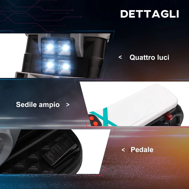 HOMCOM Moto Elettrica per Bambini 3-5 Anni in PP e Metallo con Rotelle, Clacson e Musica, 86x44x58 cm, Bianca e Nera