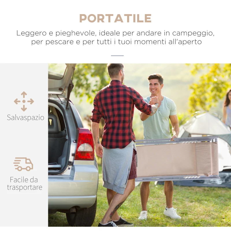 Outsunny Set 2 Sedie Sdraio da Esterni, Lettini da Giardino Pieghevoli e Reclinabili, in Alluminio, 96.5x58x91.5 cm, Beige