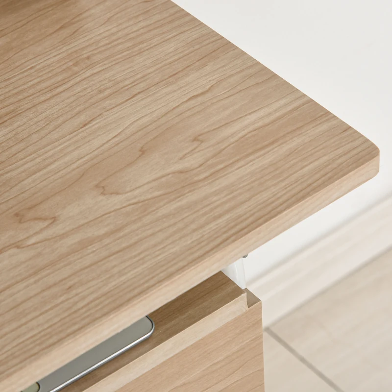 HOMCOM Table de Bureau Table d'Ordinateur Design Pliable avec roulettes Panneaux de Particules 105 x 50 x 74 cm Bois Naturel