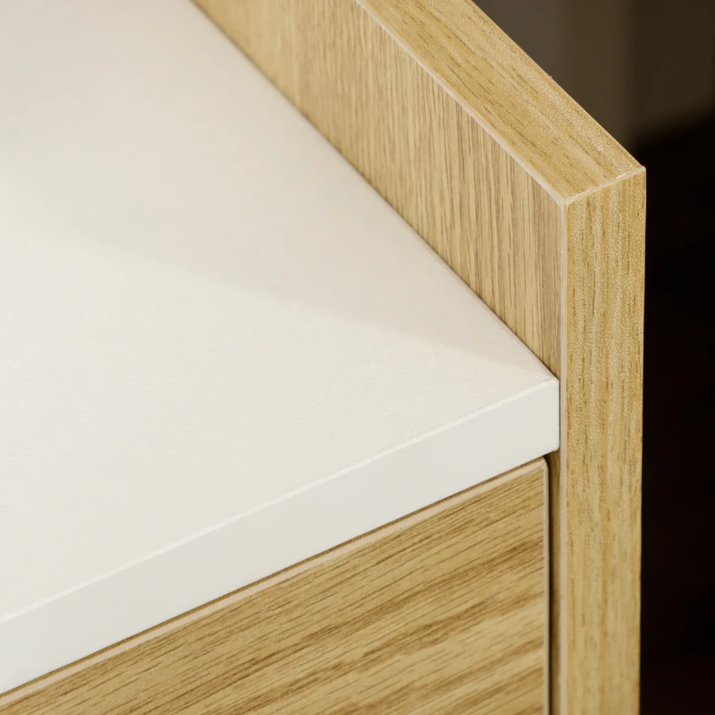 HOMCOM Mesilla de Noche con Puertos USB Toma de Corriente Cajón y Estantes Mesa de Noche 40x40x60 cm Natural