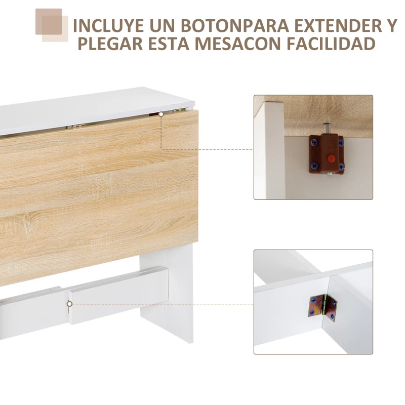 HOMCOM Mesa Plegable de Comedor Mesa Auxiliar de Cocina con Alas Abatibles Ahorra Espacio Diseño Moderno 103x76x73,5cm Madera