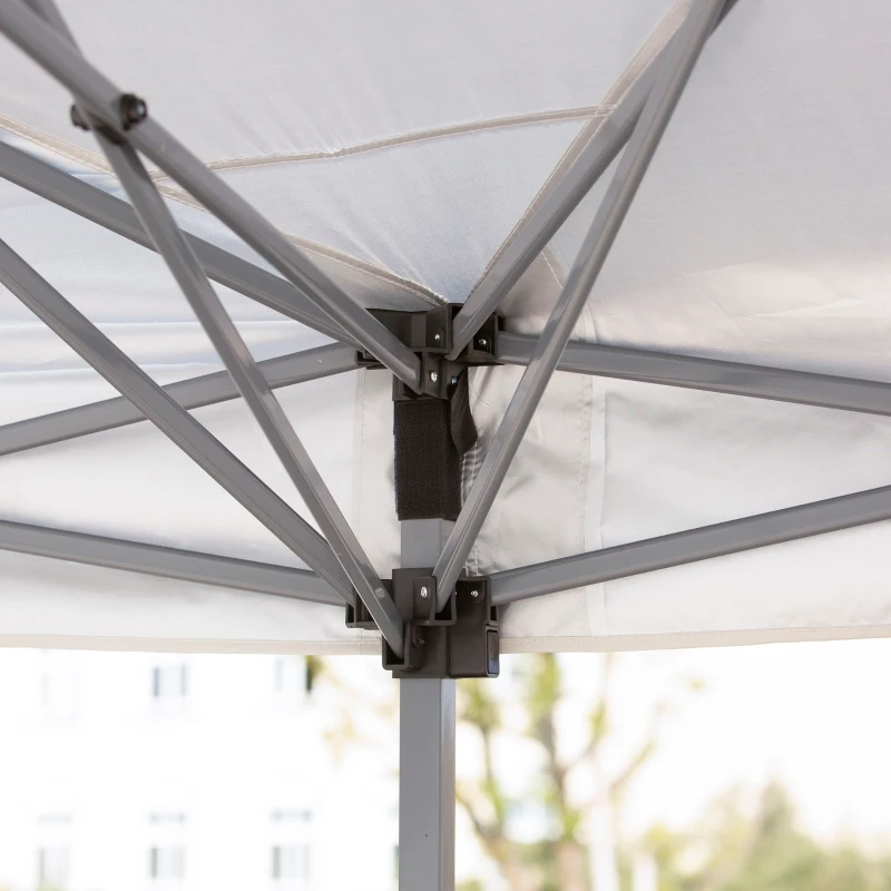 Outsunny Faltpavillon Gartenpavillon Pop-Up-Pavillion Stahl+Oxford+Mesh mit Tasche im Freien Cremeweiß 5,9 x 2,95 x 2,5 m