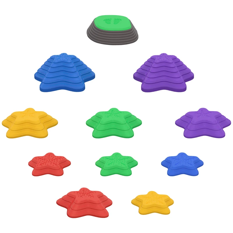 ZONEKIZ Trittsteine-Set für Kinder ab 3 Jahren, 11 Steine, rutschfest, bis 80 kg, Seestern-Design