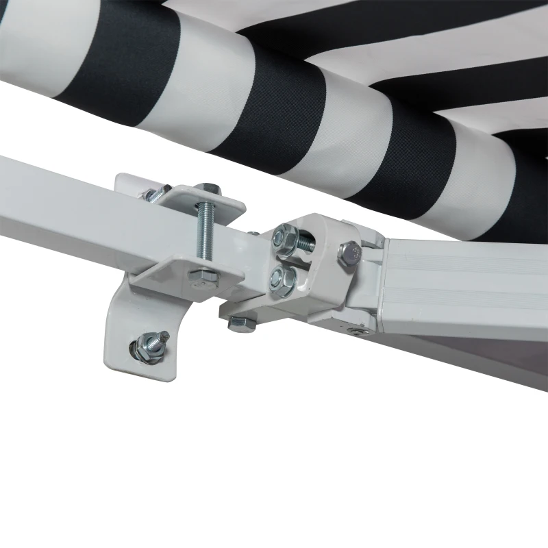 Outsunny 3.5M x 2.5M Garden Patio Manual Awning Canopy Sun Shade Shelter Retractable Gear Lever Winding Handle - Grey