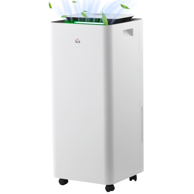 HOMCOM 3500mL Portable Dehumidifier with Air Purifier, 24H Timer, 5 Modes, 16L/Day, for Home Laundry, White