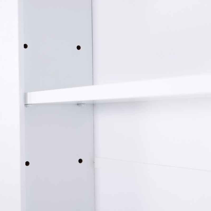 kleankin Spiegelschrank, Wandschrank mit 3 Ablagen, Schminkschrank, MDF, Weiß, 56 x 13 x 58 cm