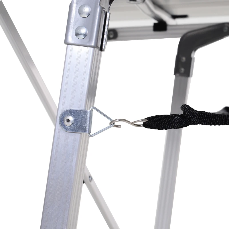 Outsunny Picknick Klapptisch, Falttisch, Höhenverstellbarer Campingtisch, Inkl. Tragetasche, Aluminium, Silber, 120 x 69 x 59-78 cm