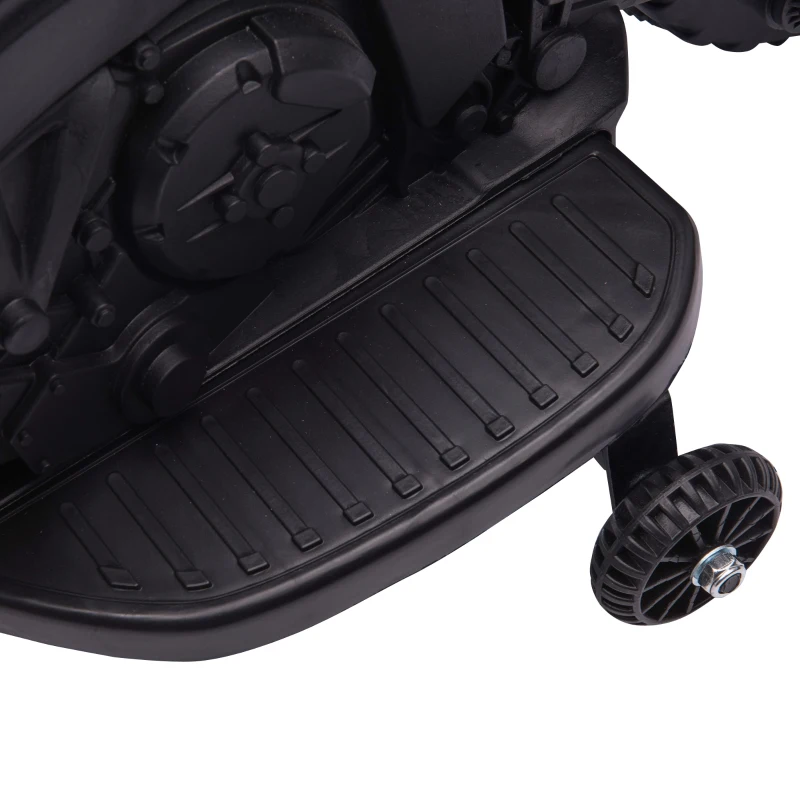 HOMCOM Moto Eléctrica para Niños de 18-48 Meses 6V con Faros Bocina 2 Ruedas de Equilibrio 88,5x42,5x49 cm Blanco y Negro