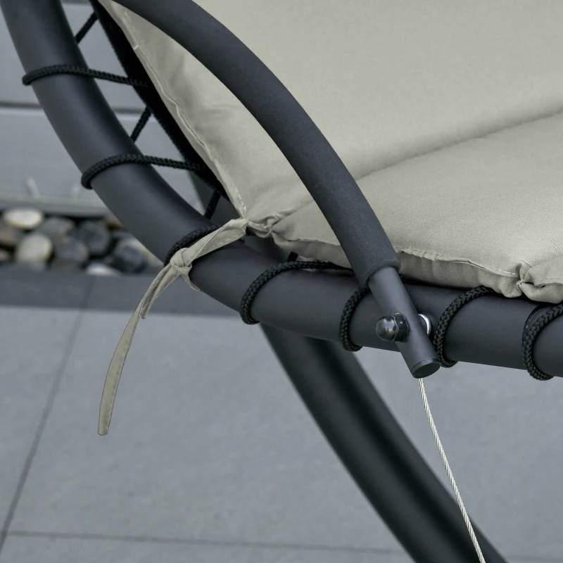 Outsunny Silla Colgante con Soporte con Toldo Estructura Metálica Antivuelco Carga 120 kg para Jardín Patio 190x110x190 cm Gris