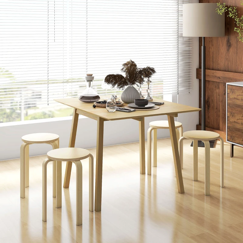 HOMCOM Stuhl, robust, Sitzhöhe 45 cm, Ø40x45 cm, Naturholz-Finish