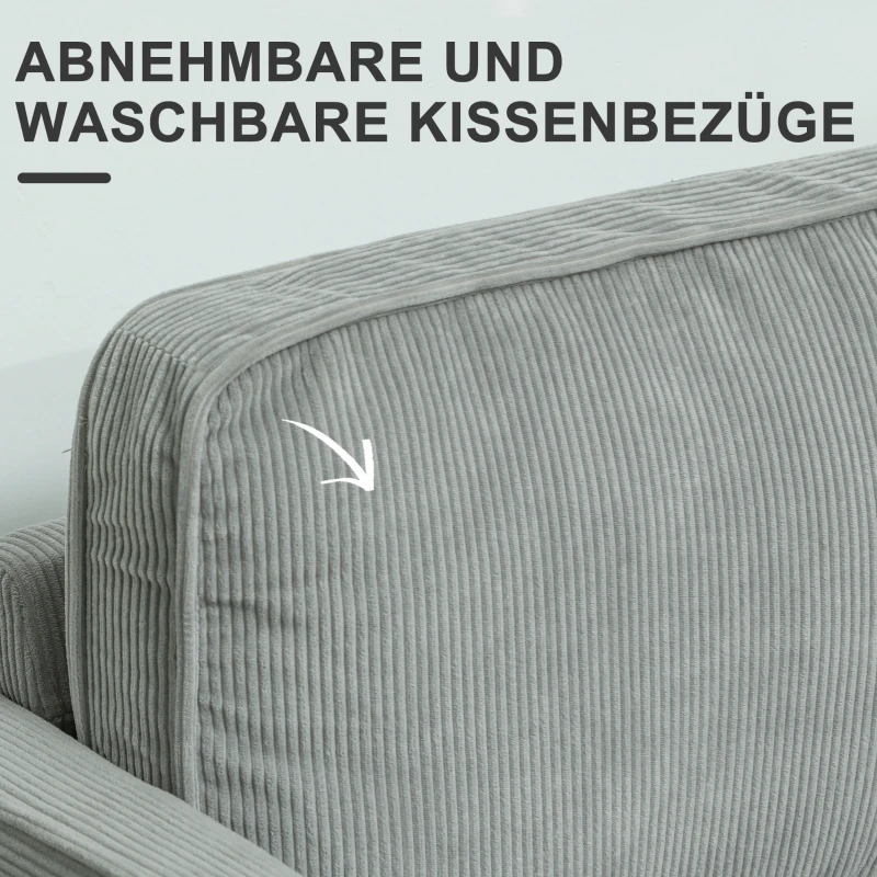 HOMCOM Zweisitzer-Sofa mit Stauraum und soliden Holzbeinen, für Wohnzimmer, Schlafzimmer, 117 x 63 x 79 cm, Hellgrau(m-6)