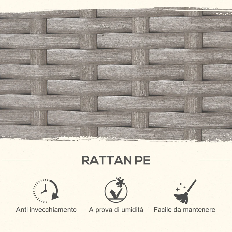 Outsunny Set Mobili da Giardino Esterno Tavolo con 4 Sedie 4 Poggiapiedi 9pz Rattan Grigio