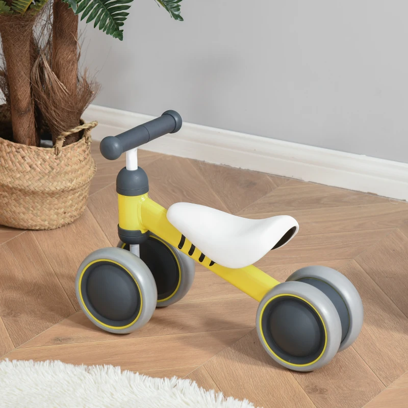 HOMCOM Draisienne vélo Enfant Design Abeille 4 Roues Selle Guidon Ergonomique métal PP Jaune