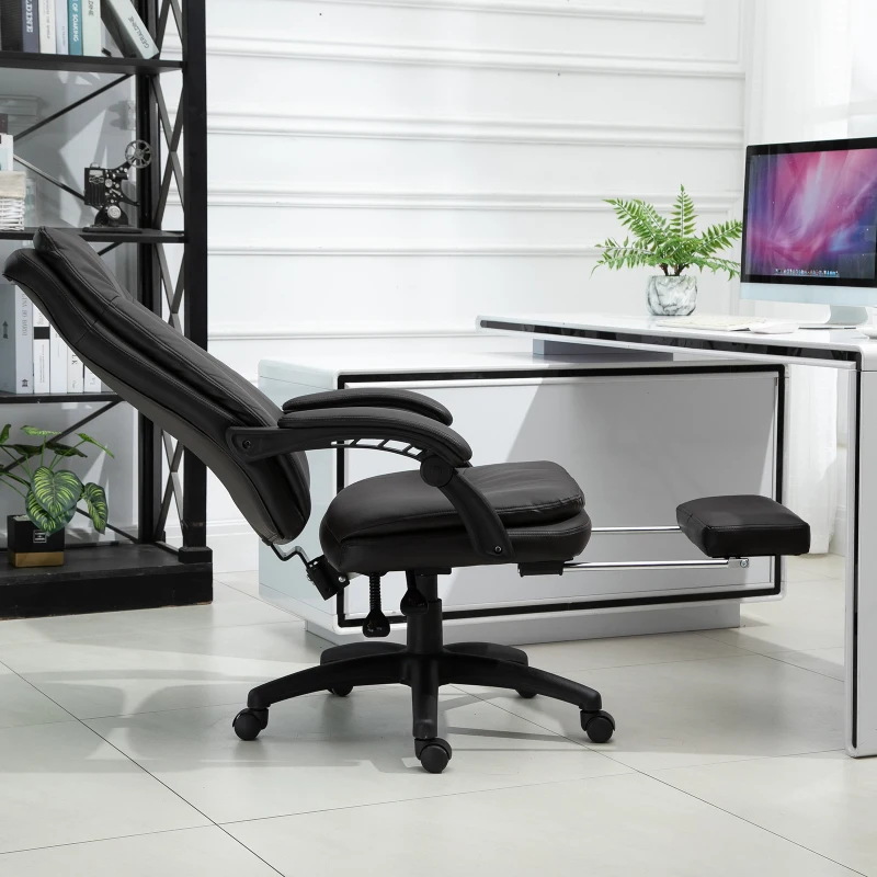 Vinsetto Ergonomischer Bürostuhl mit Fußstütze, Chefsessel, höhenverstellbarer Schreibtischstuhl Computerstuhl mit Gepolsterte Rückenlehne, Braun, 64 x 64 x 112-120 cm