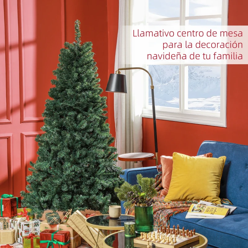 HOMCOM Árbol de Navidad Artificial 180 cm con 760 Ramas de Alambre de Memoria y Base Plegable Árbol de Navideño Verde
