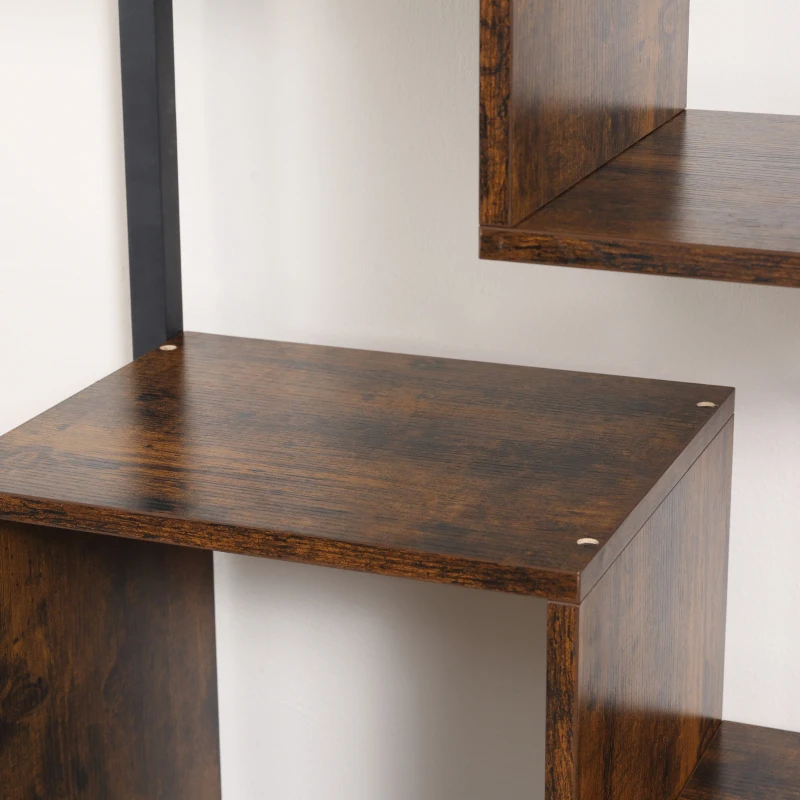 HOMCOM Mobile Libreria Scaffale in Stile Industriale con Armadietto a 2 Ante, Scaffale Salvaspazio a 8 Ripiani per Casa e Ufficio, 70x30x180cm, Marrone