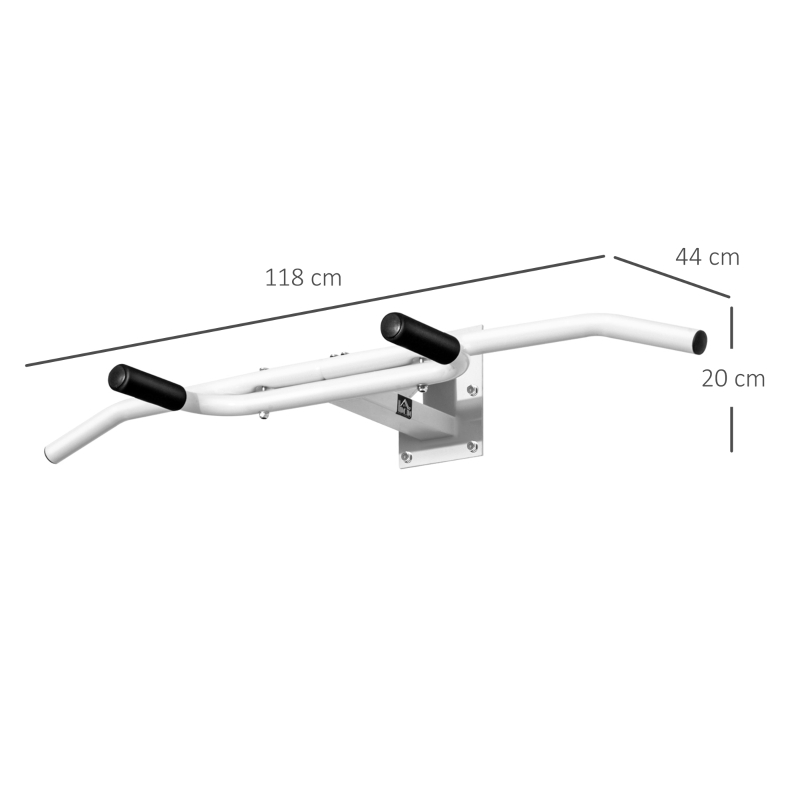 HOMCOM Barra Trazioni da Muro e Parete  Multifunzionale 118 × 44 × 20cm Bianco