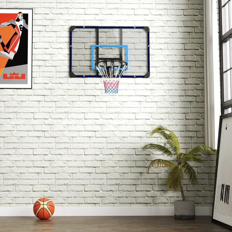 SPORTNOW Canestro Basket da Muro con Tabellone Infrangibile e Cerchio in Acciaio, 113x61x73 cm