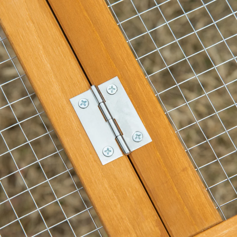 PawHut Hühnerstall mit Nistkasten Hühnerhaus mit Stange, Laufstall, Auslauf, Massivholz Natur, 180 x 92 x 78 cm