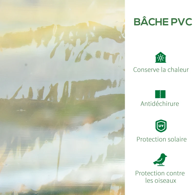 Outsunny Serre de Jardin Tunnel Tente bâche serre a tomates 3L x 1l x 0,8H m Tube en Acier PVC Transparent