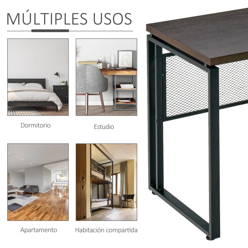 HOMCOM Mesa de Escritorio Multifuncional Escritorio Estable con Pies Ajustable para Despacho Casa Estudio Gaming 135x60x75 cm Marrón Rústico