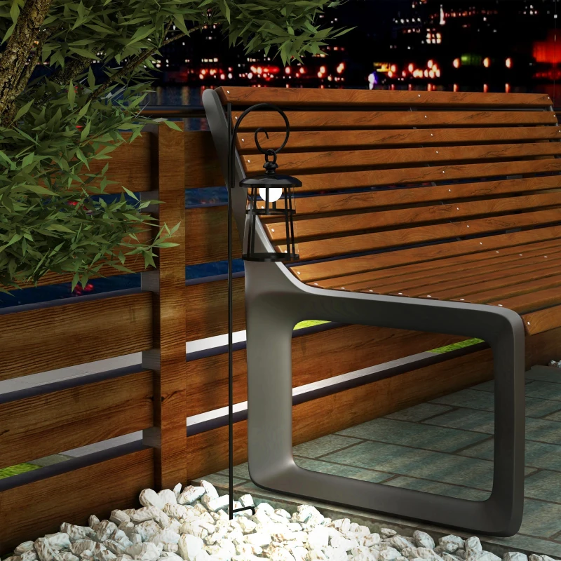 Outsunny Gartenleuchte, Solarbetrieben, 6000K 30lm, 16,5x21,5x122cm, Schwarz