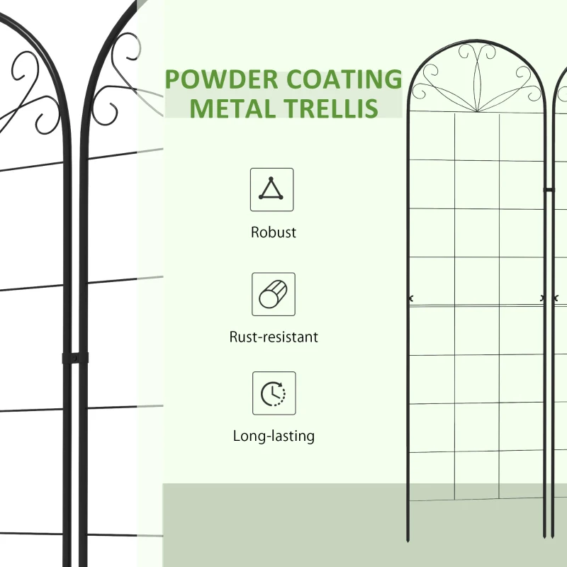 Outsunny Metal Trellis Set of 2, Garden Trellis for Climbing Plants Support Frames, Grid Design