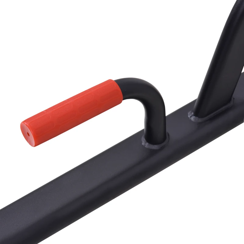 HOMCOM Station de traction musculation multifonctions punching ball chaise romaine hauteur réglable acier noir rouge