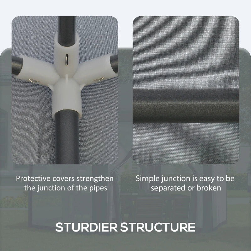 Outsunny 4M Hexagon Gazebo, Netting Party Tent, Patio Canopy Outdoor Event Shelter for Activities, Shade Resistant, Grey