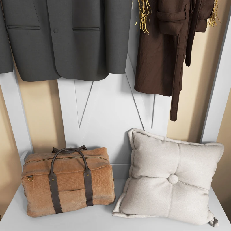HOMCOM Perchero con Zapatero de Madera con 2 Estantes y 3 Ganchos para Colgar Ropas Bolsos 80,5x40x168 cm Blanco