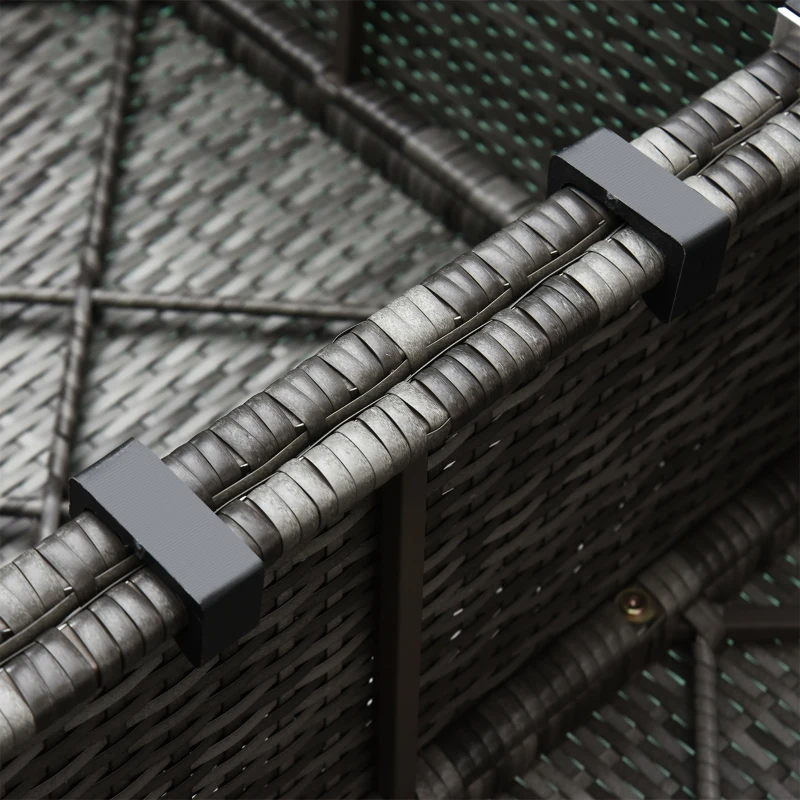 Outsunny 6 Pieces Rattan Garden Furniture Set, 5 Seater Sectional Garden Corner Sofa Set with Glass Top Coffee Table, Cushions and Pillows, All-Weather Wicker Conversation Furniture, Grey