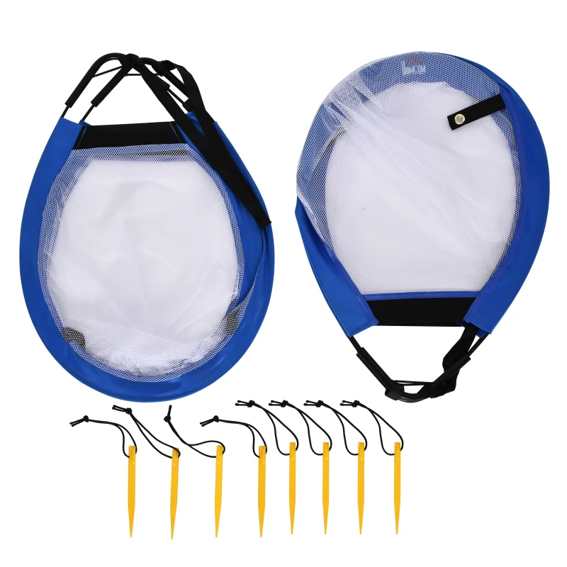 HOMCOM Cage de foot portable lot de 2 pcs but de football pliable cage de football pop up avec sac rangement et piquets bleu
