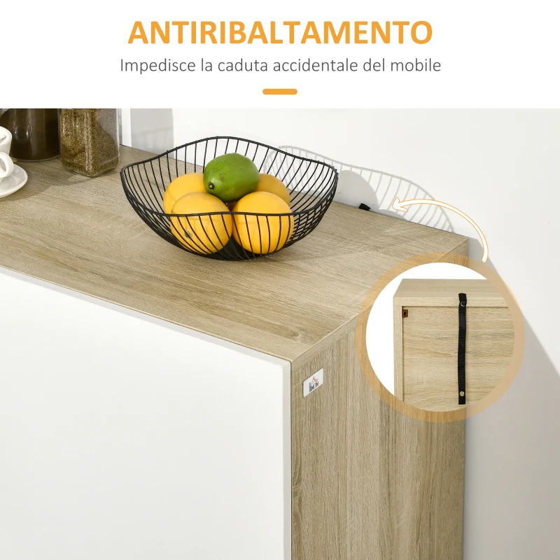 HOMCOM Credenza moderna multiuso con 4 ante quadrate in legno, 100x41.5x107cm, Bianco