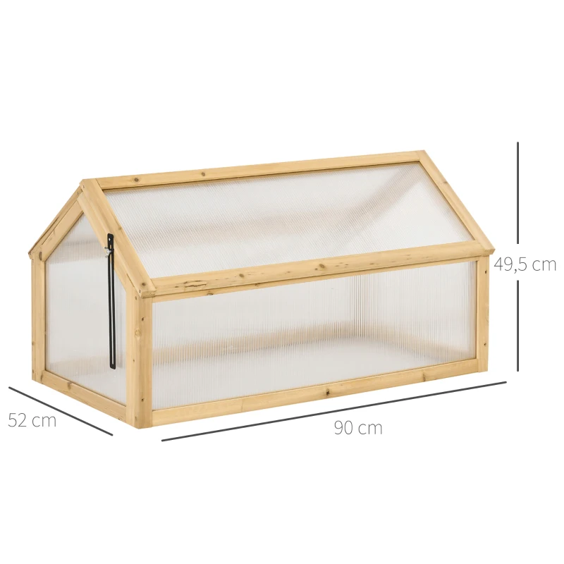 Outsunny Mini Serre de Jardin Serre à tomates dim. 90L x 52l x 49,5H cm Toit ouvrable Panneaux de Polycarbonate Bois Sapin pré-huilé