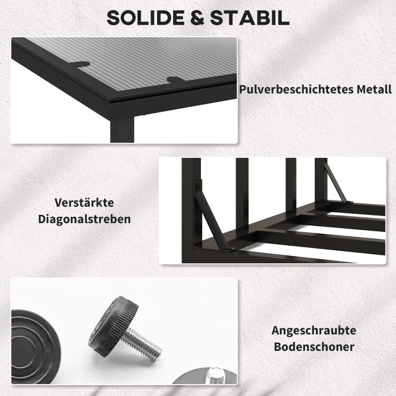 Outsunny Feuerholzregal aus Kunststoff und Metall, wasserfest und stabil, für alle Witterungen geeignet, trägt bis zu 2000 kg