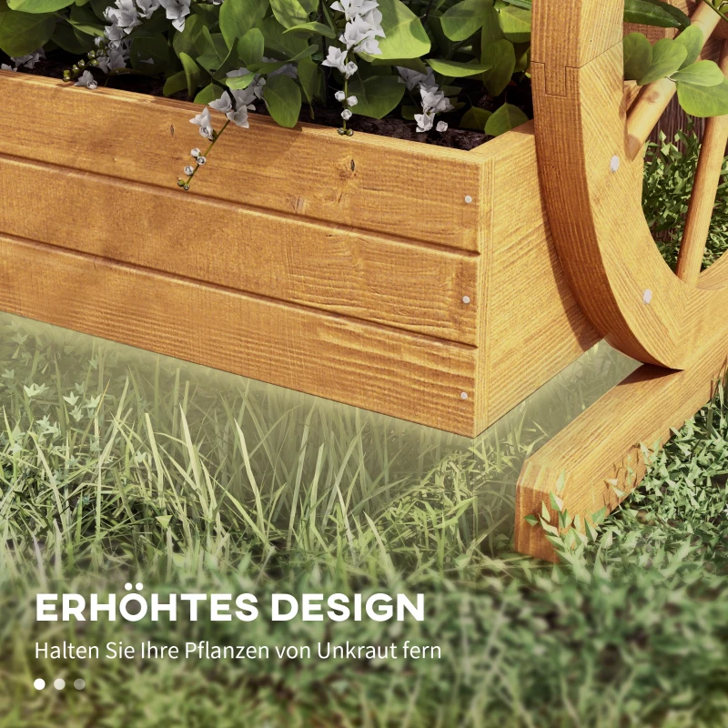 Outsunny Hochbeet, 3 Etagen, Wagenrad-Dekor, Naturholz, 62 x 61 x 57 cm