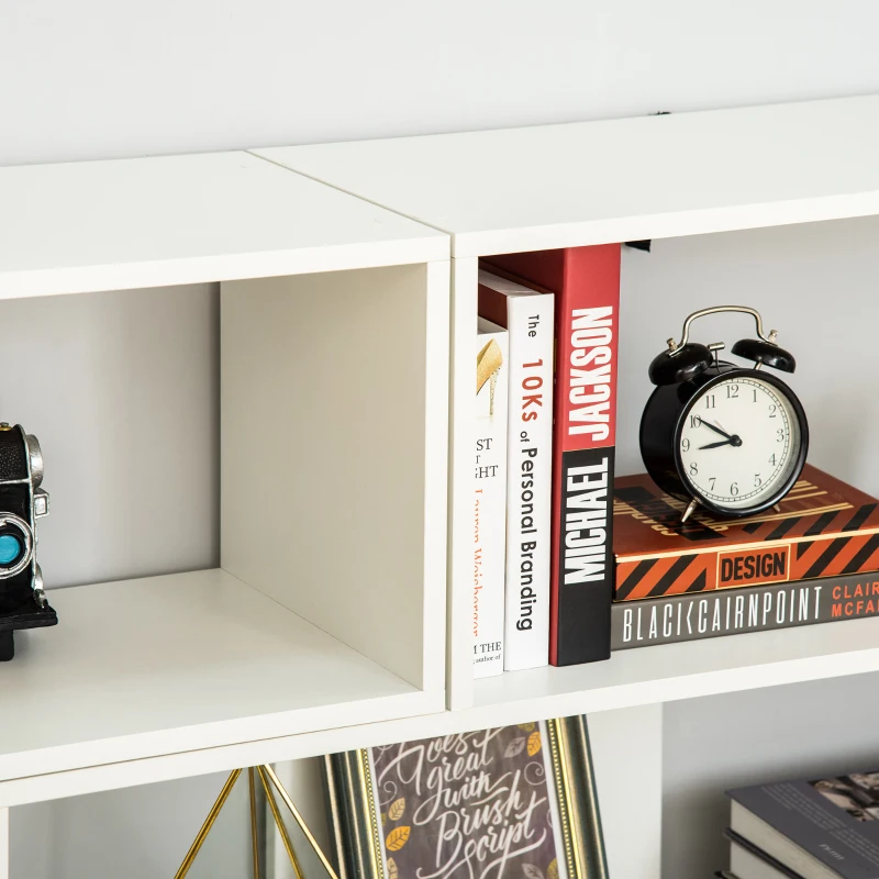 HOMCOM Bücherregal Eck-Bücherregal L-Form Standregal mit 6 Fächern Dekoregal Eckregal Medienregal 360° drehbar modern für Wohnzimmer Schlafzimmer Büro Weiß 189,5 x 30 x 89 cm