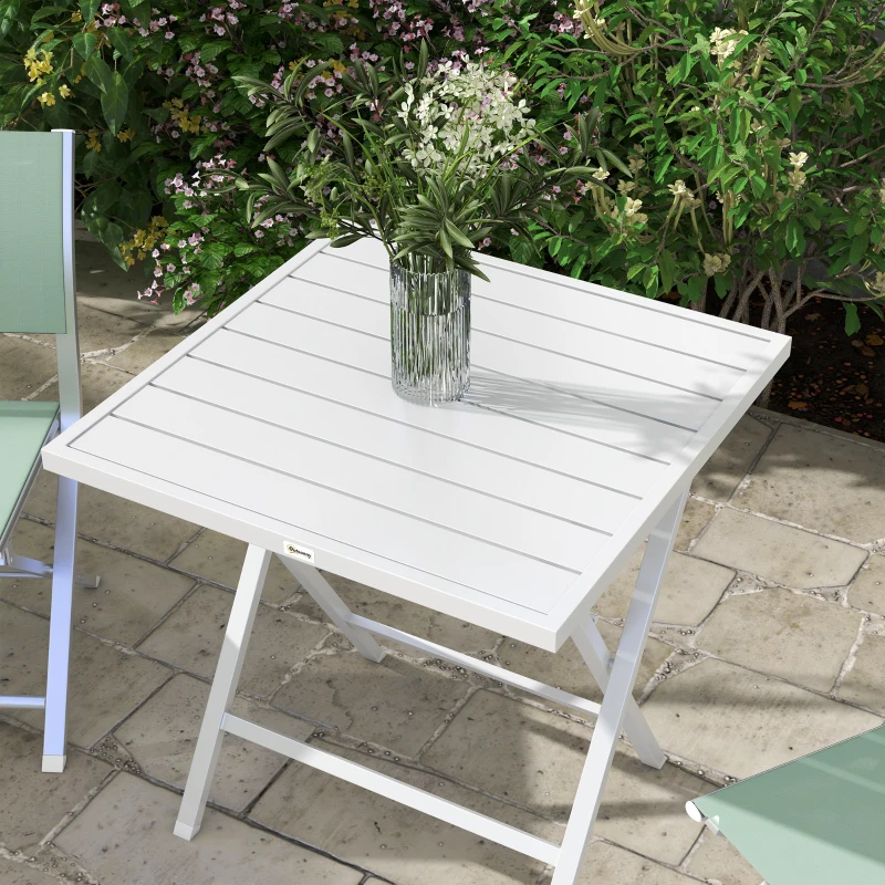 Outsunny Set da Giardino 3pz Pieghevoli in Alluminio con 2 Sedie 47x54x83 cm e Tavolo 70x70x72 cm, Verde