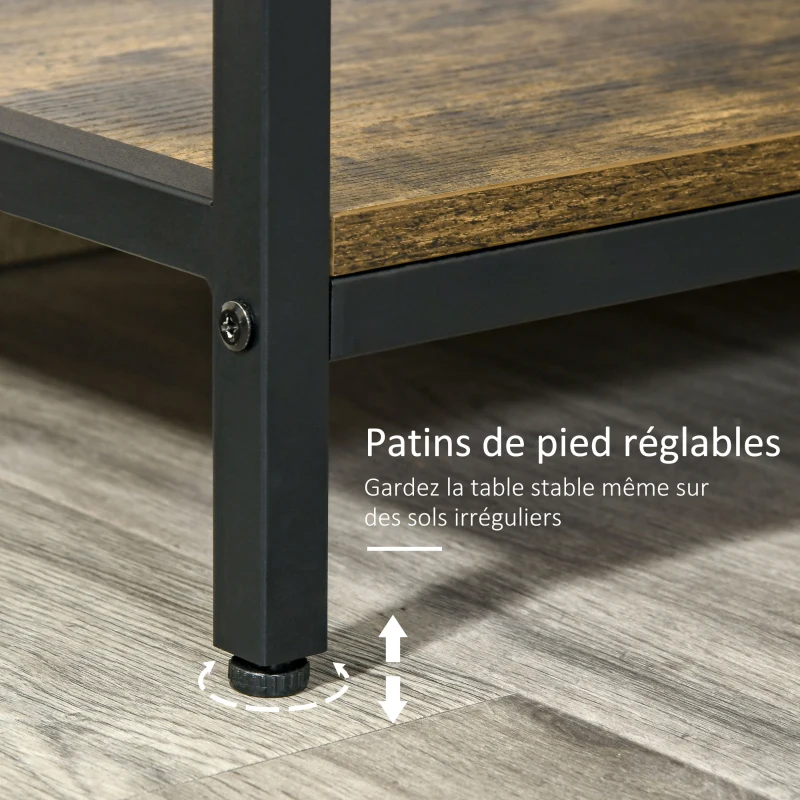 HOMCOM Table Console - Table d'entrée - Table d'appoint  Industriel 2 tiroirs 2 étagères métal Noir en Bois rustique