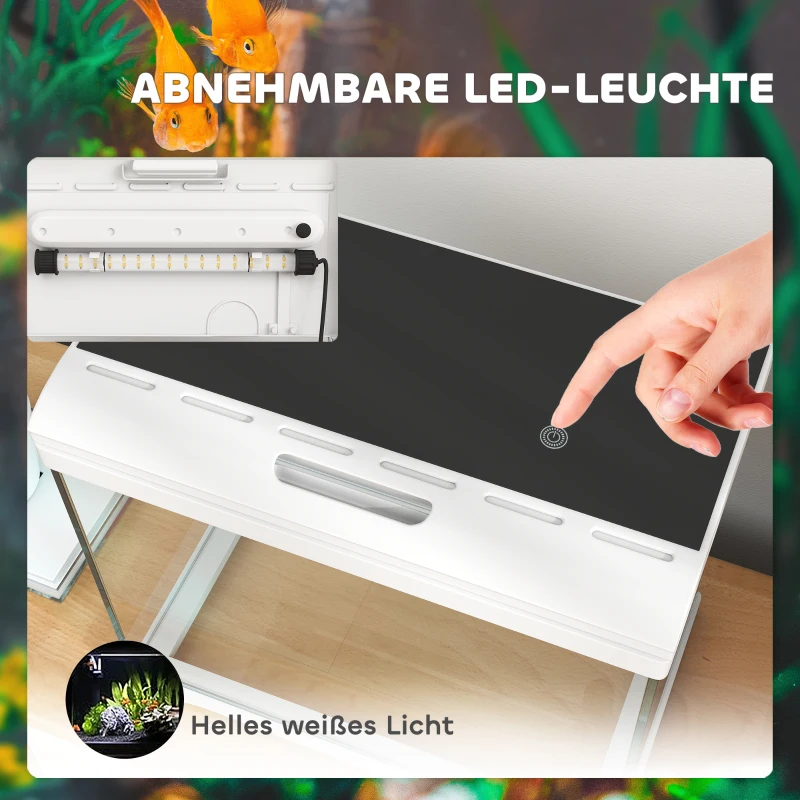 PawHut Akwarium tropikalne 17 L, łatwe w utrzymaniu, krystalicznie czyste, z oświetleniem LED, 35L x 21B x 31H cm, Biały+Czarny